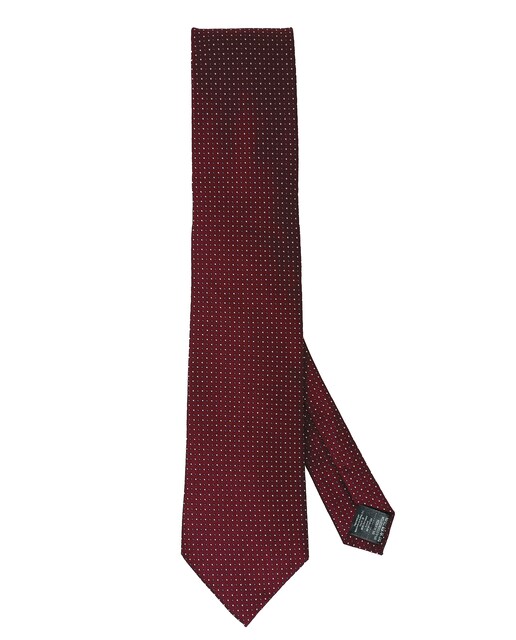 Imagen 0 de Corbata de seda natural color granate con estampado de puntos