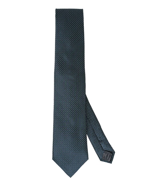 Imagen 0 de Corbata de seda natural color verde estampado micro