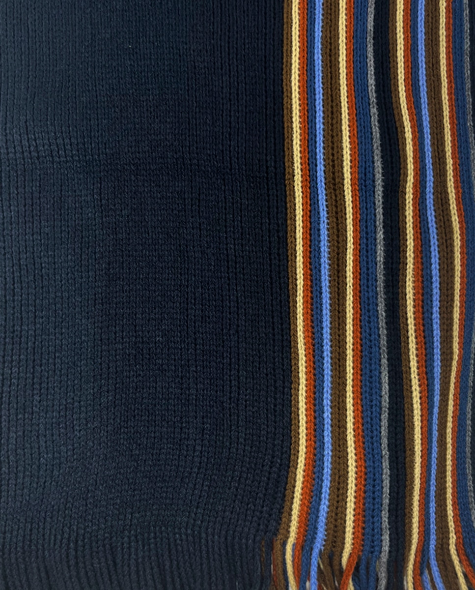 Bufanda de hombre con estampado de rayas - Pertegaz - Azul marino / Naranja Azul marino / Naranja-2