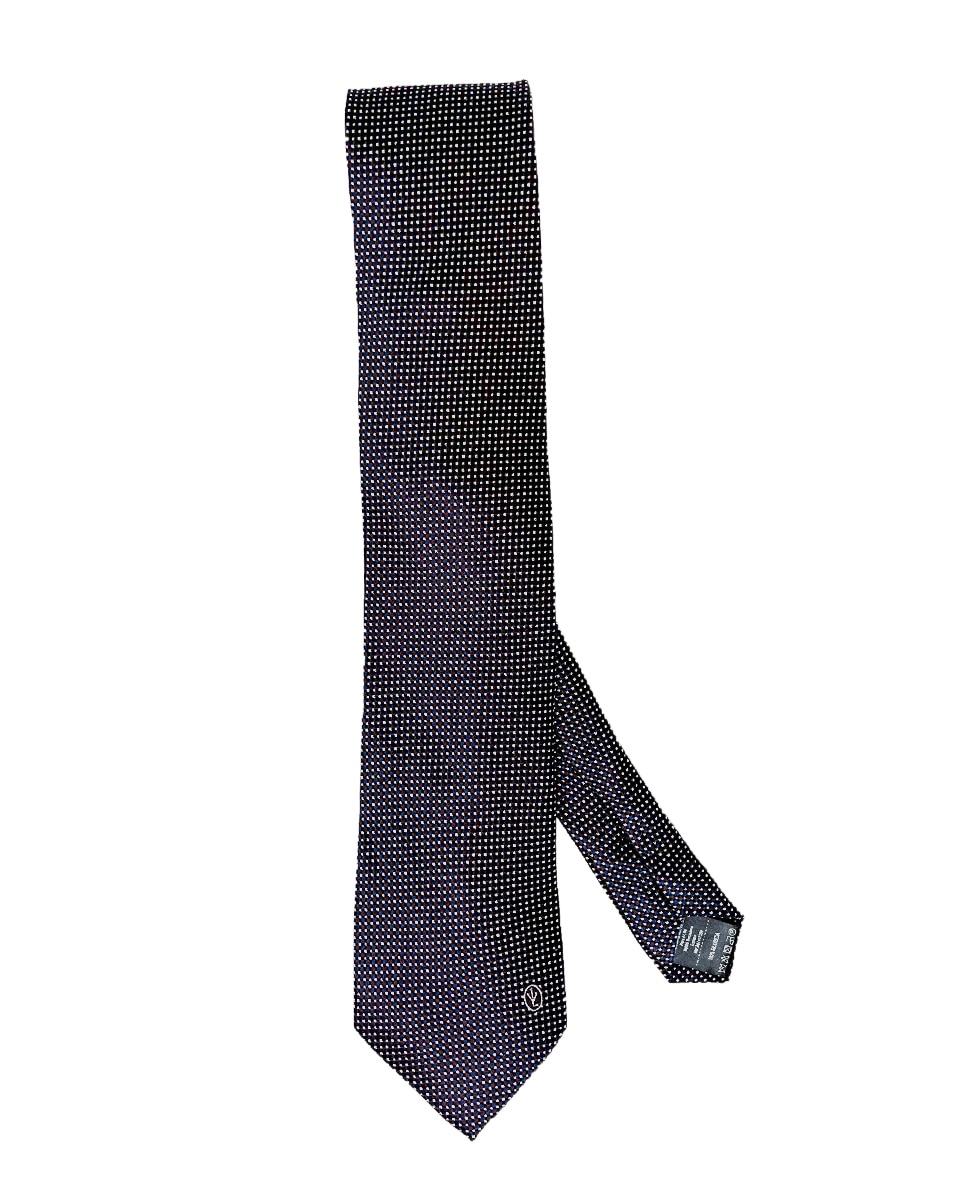 Imagen 0 de Corbata de seda con puntos Azul oscuro