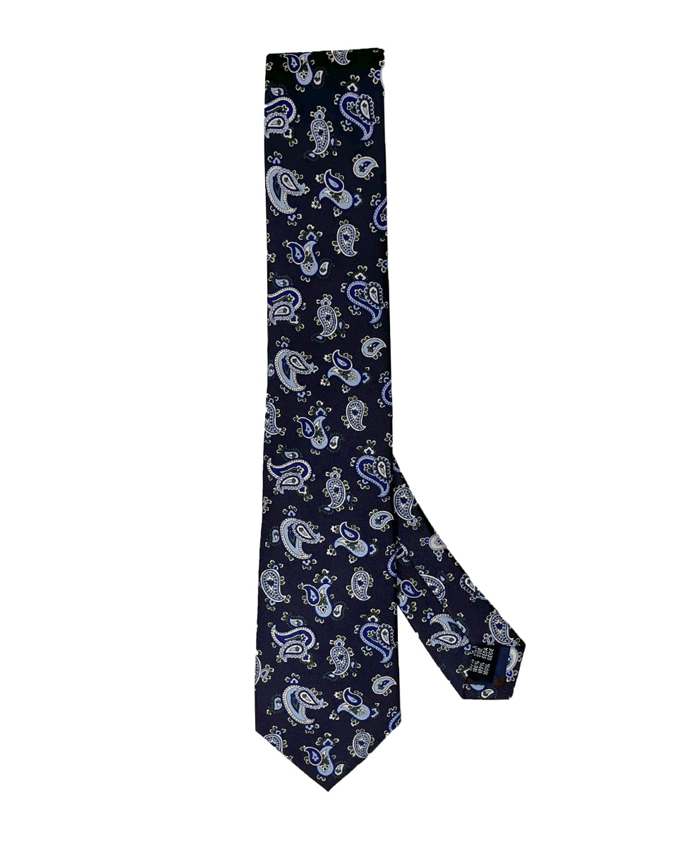 Imagen 0 de Corbata de seda con estampado paisley Azul marino