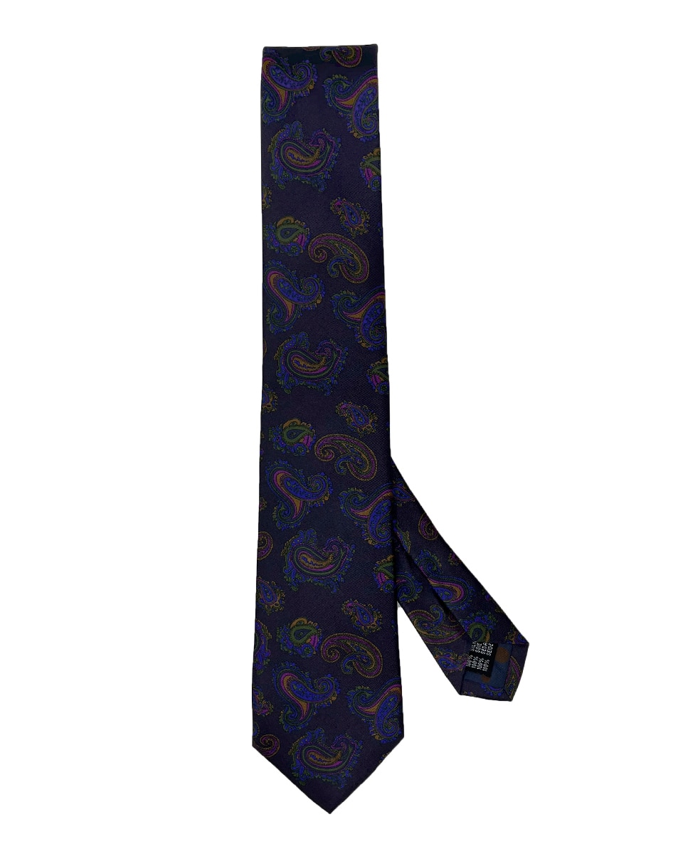 Corbata de seda con estampado - Victorio & Lucchino - Azul marino Azul marino-1