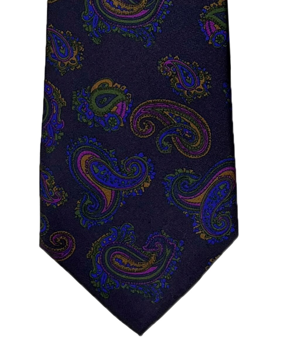 Corbata de seda con estampado - Victorio & Lucchino - Azul marino Azul marino-2