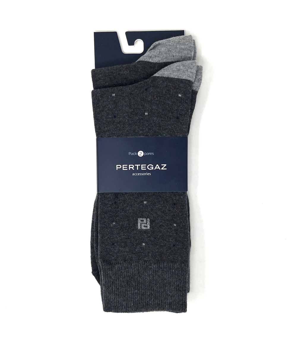 Imagen 2 de Pack de dos pares de calcetines de hombre altos en color - Pertegaz - Gris Gris