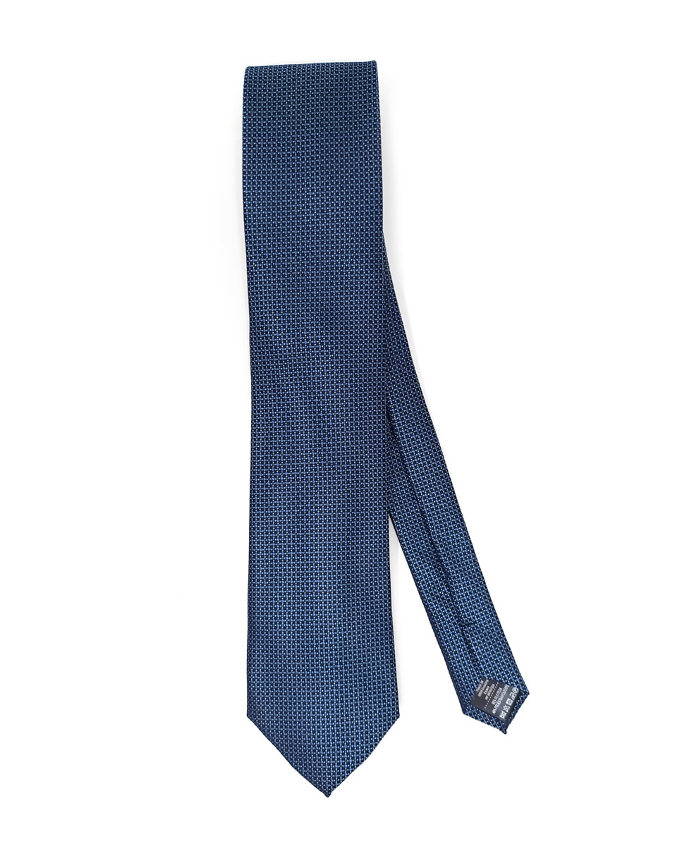 Imagen 0 de Corbata de seda natural y poliéster en estampado geométrico Azul oscuro