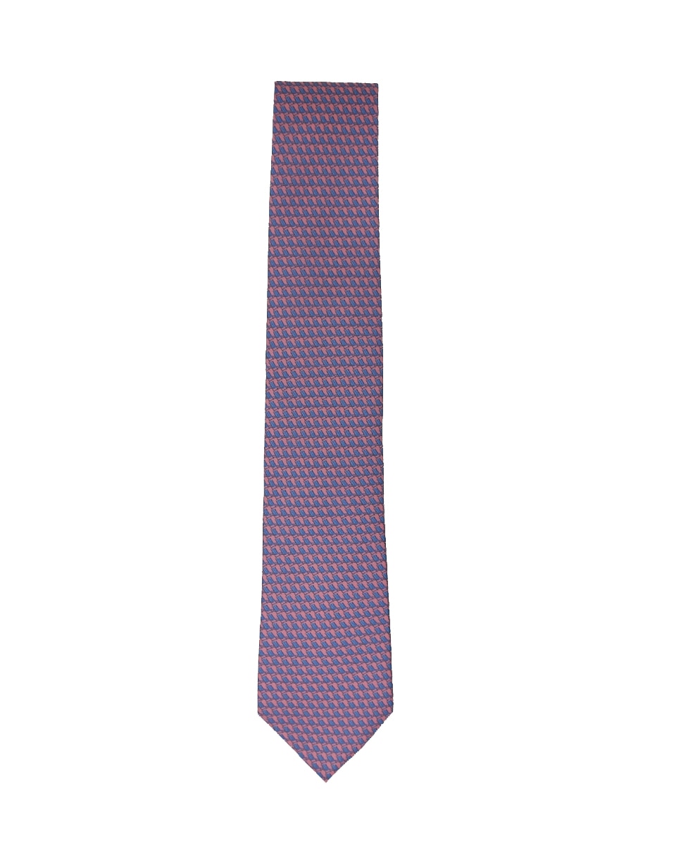 Corbata de seda natural en estampado geométrico - Pertegaz - Rosa / Azul marino Rosa / Azul marino-1