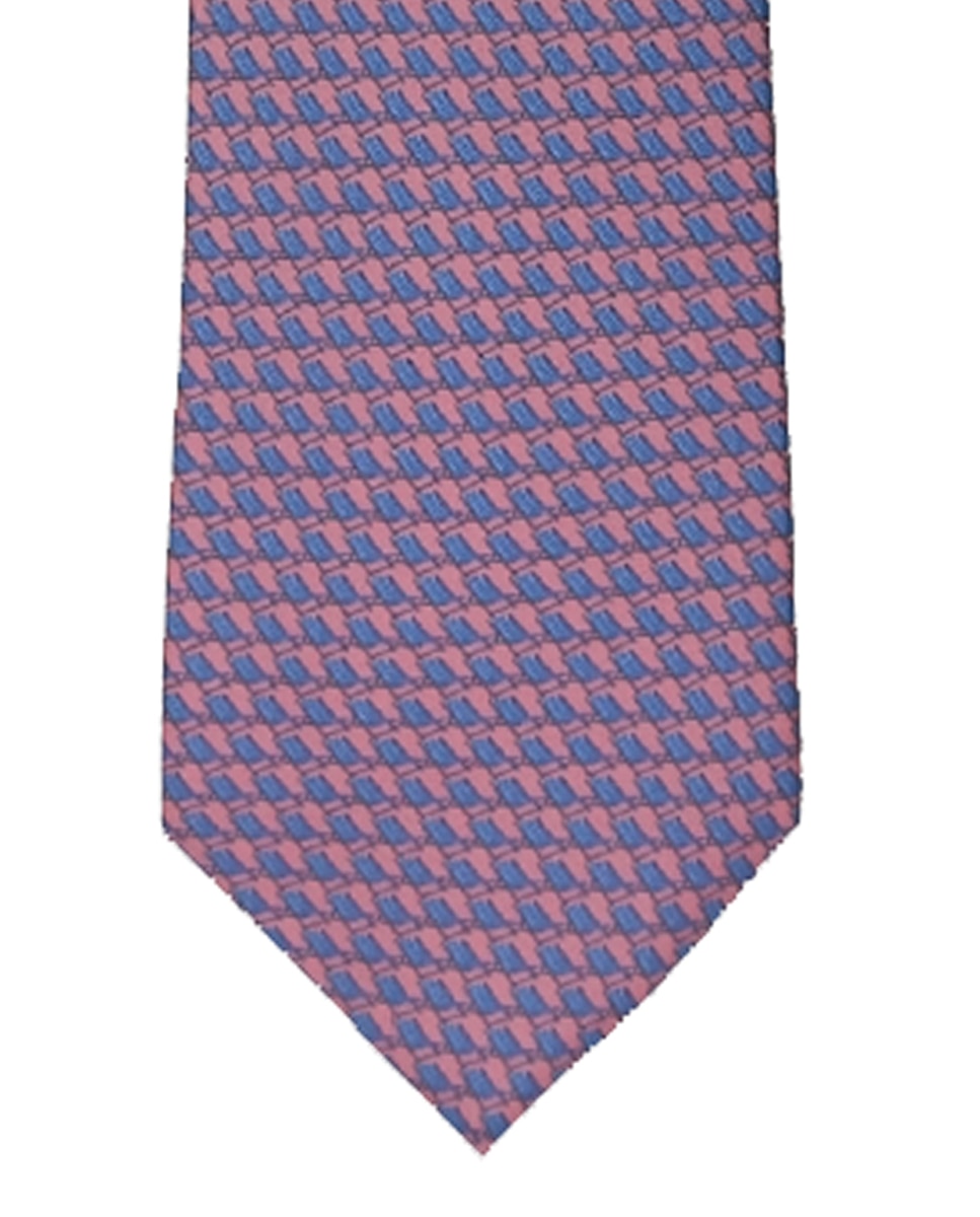 Corbata de seda natural en estampado geométrico - Pertegaz - Rosa / Azul marino Rosa / Azul marino-2