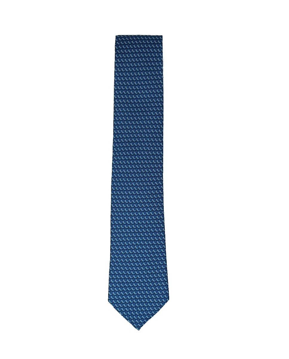 Corbata de seda natural en estampado geométrico - Pertegaz - Azul Azul-1