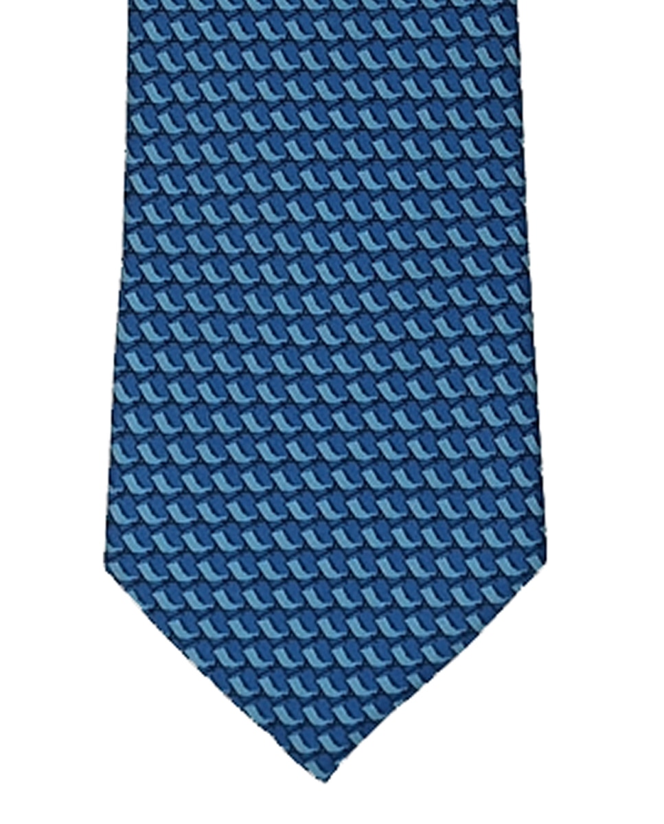 Corbata de seda natural en estampado geométrico - Pertegaz - Azul Azul-2