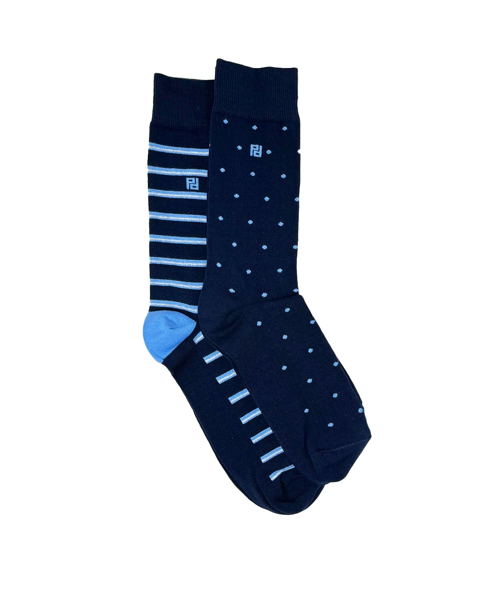 Pack de dos pares de calcetines de hombre altos en color - Pertegaz - Azul marino Azul marino-1