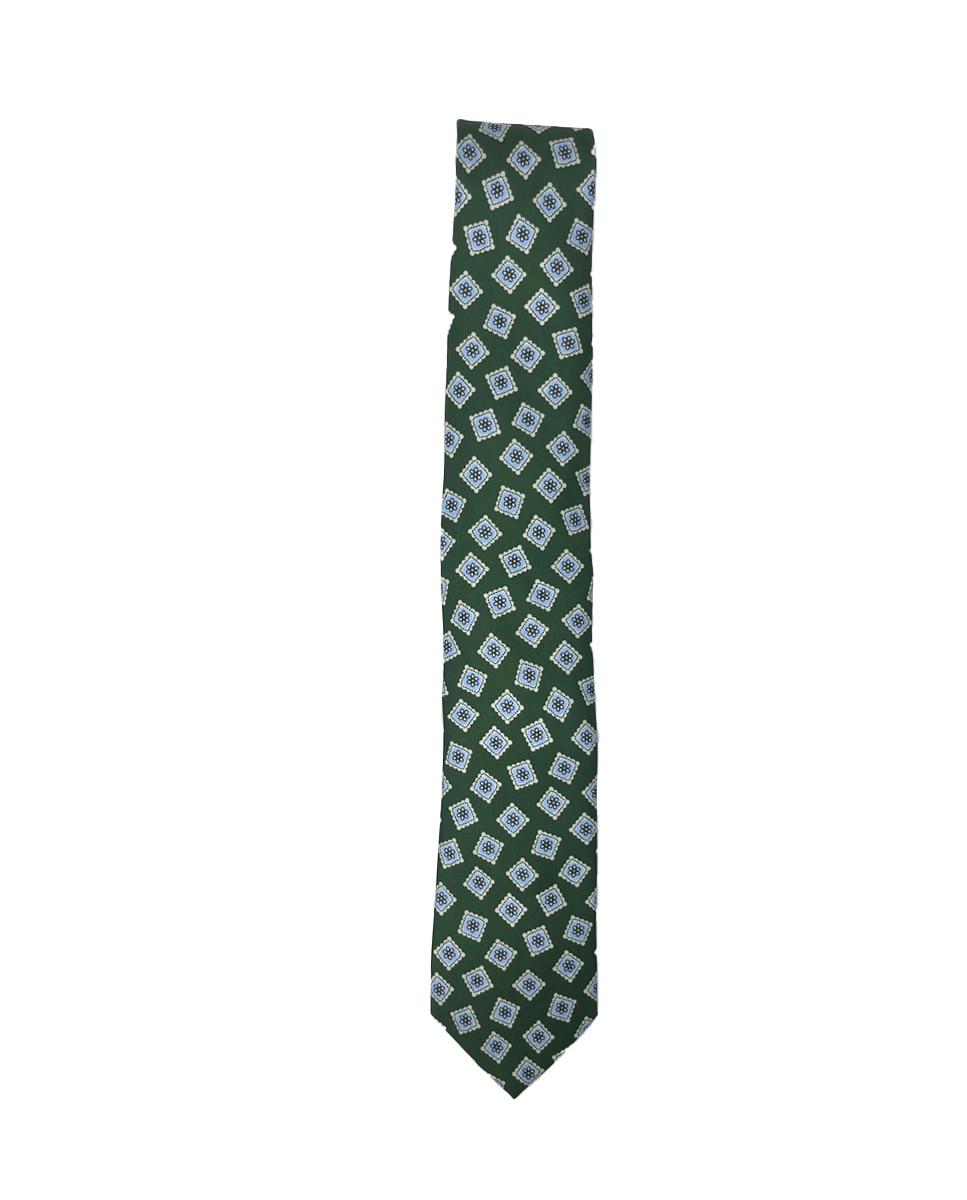 Imagen 1 de Corbata y pañuelo 23x23 clásicas en color verde oscuro Verde oscuro