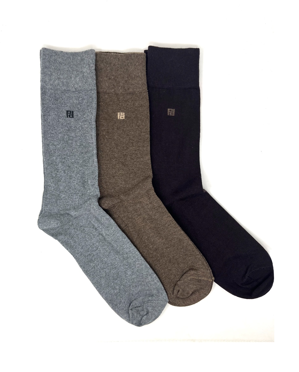 Imagen 1 de Pack de tres  pares de calcetines de hombre altos en color marrón Marrón oscuro