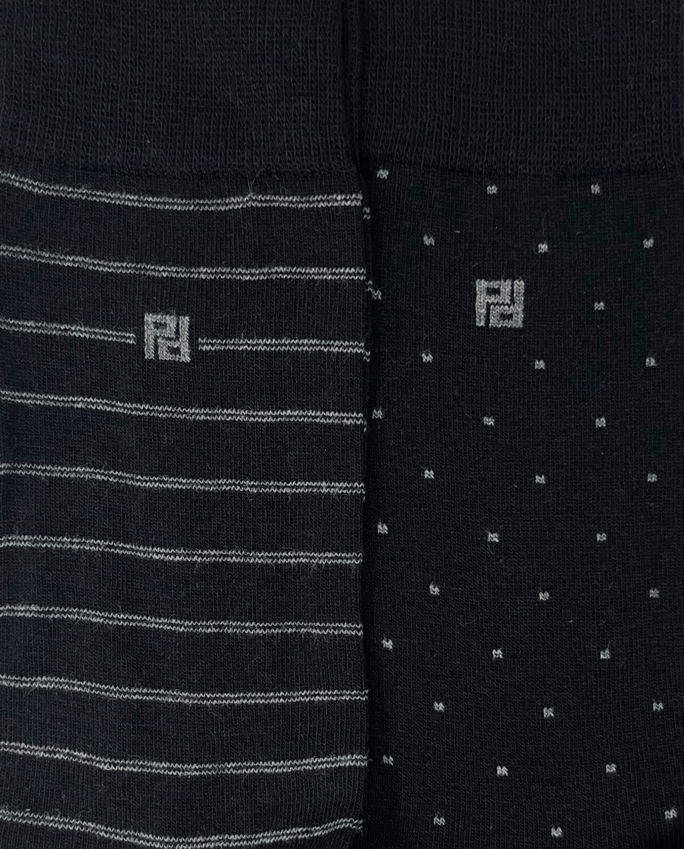 Pack de dos pares de calcetines de hombre altos en color negro - Pertegaz - Negro / Gris Negro / Gris-3