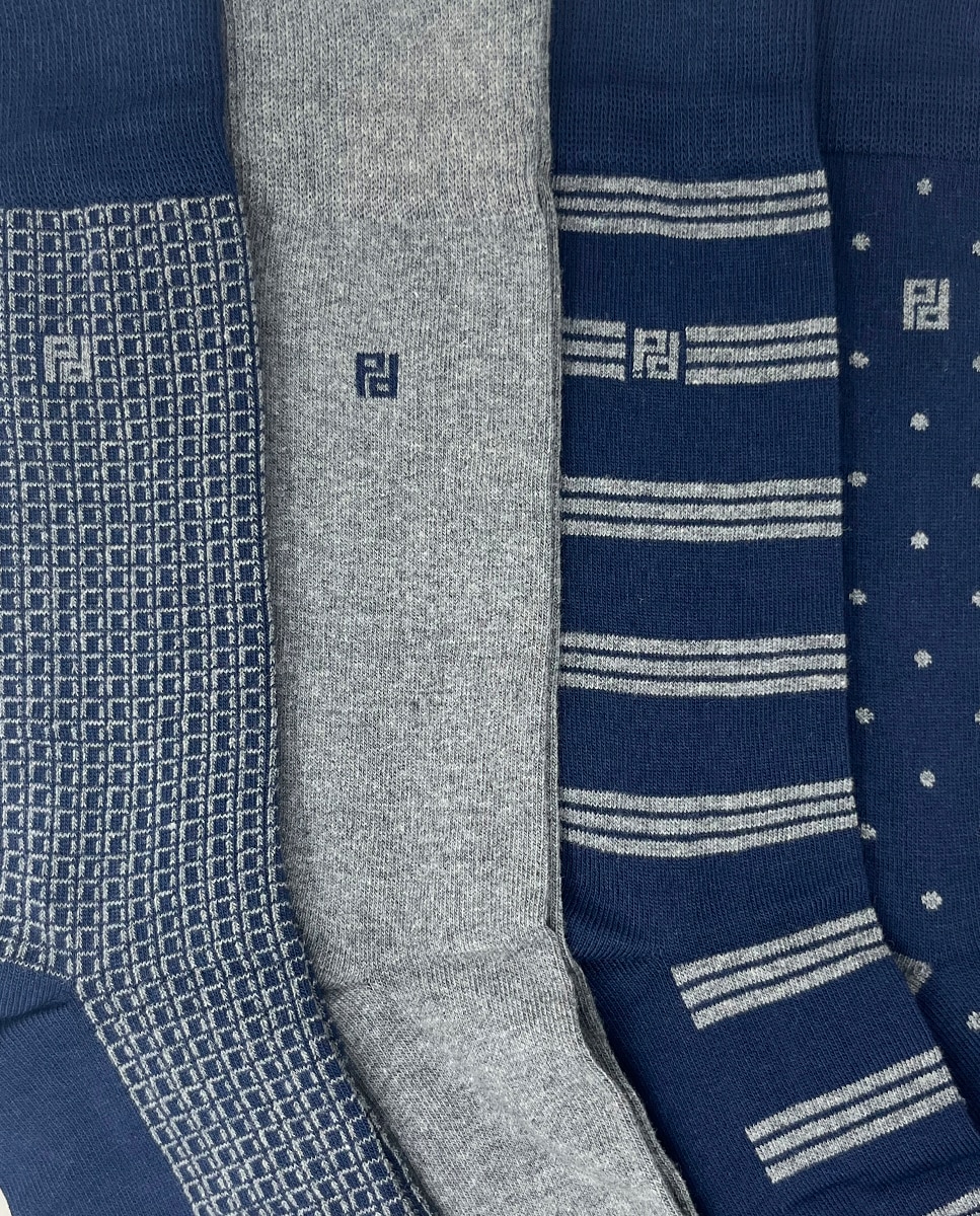 Pack de cuatro pares de calcetines de hombre altos en color - Pertegaz - Azul marino Azul marino-3