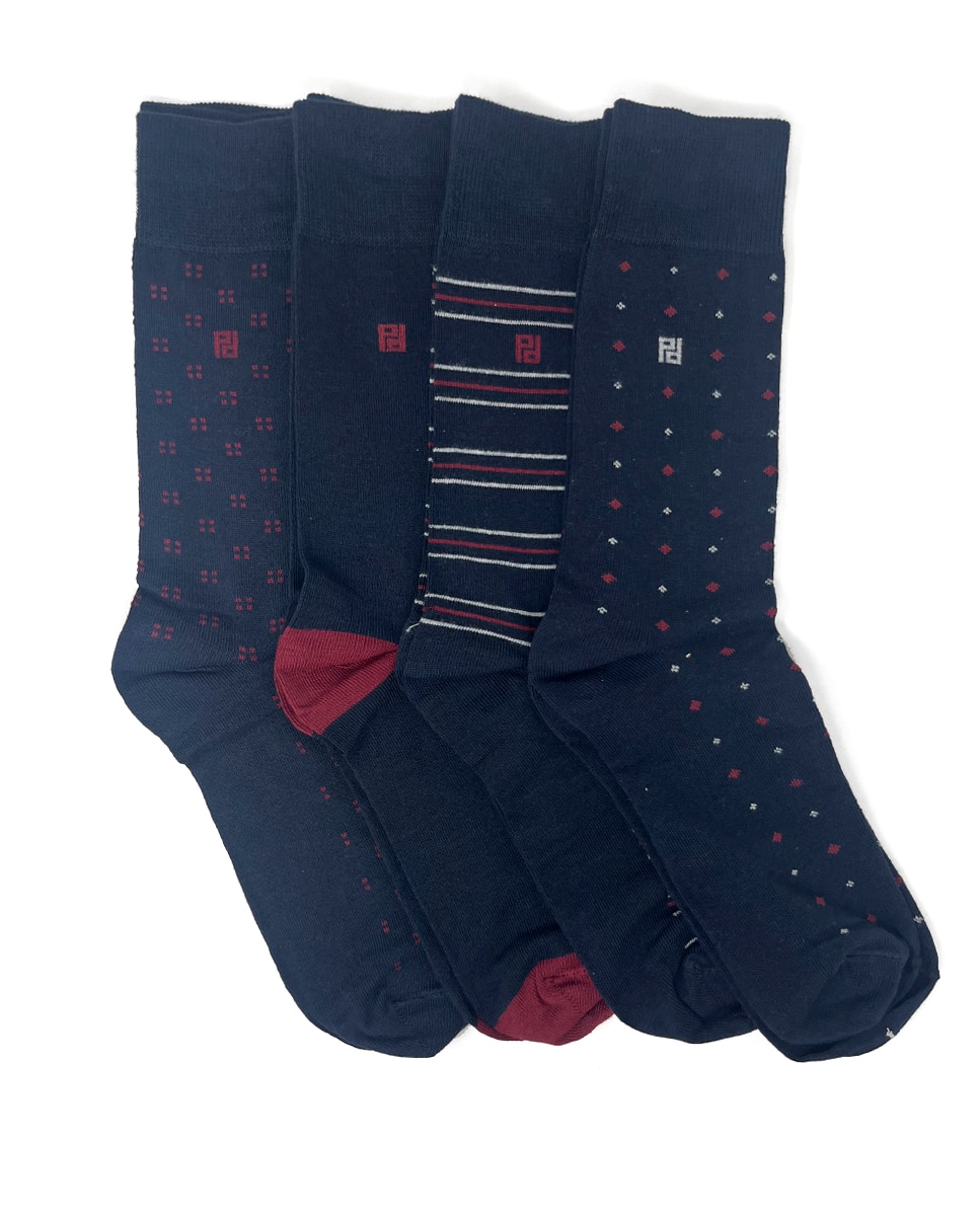 Imagen 1 de Pack de cuatro pares de calcetines de hombre altos en color azul marino Azul marino