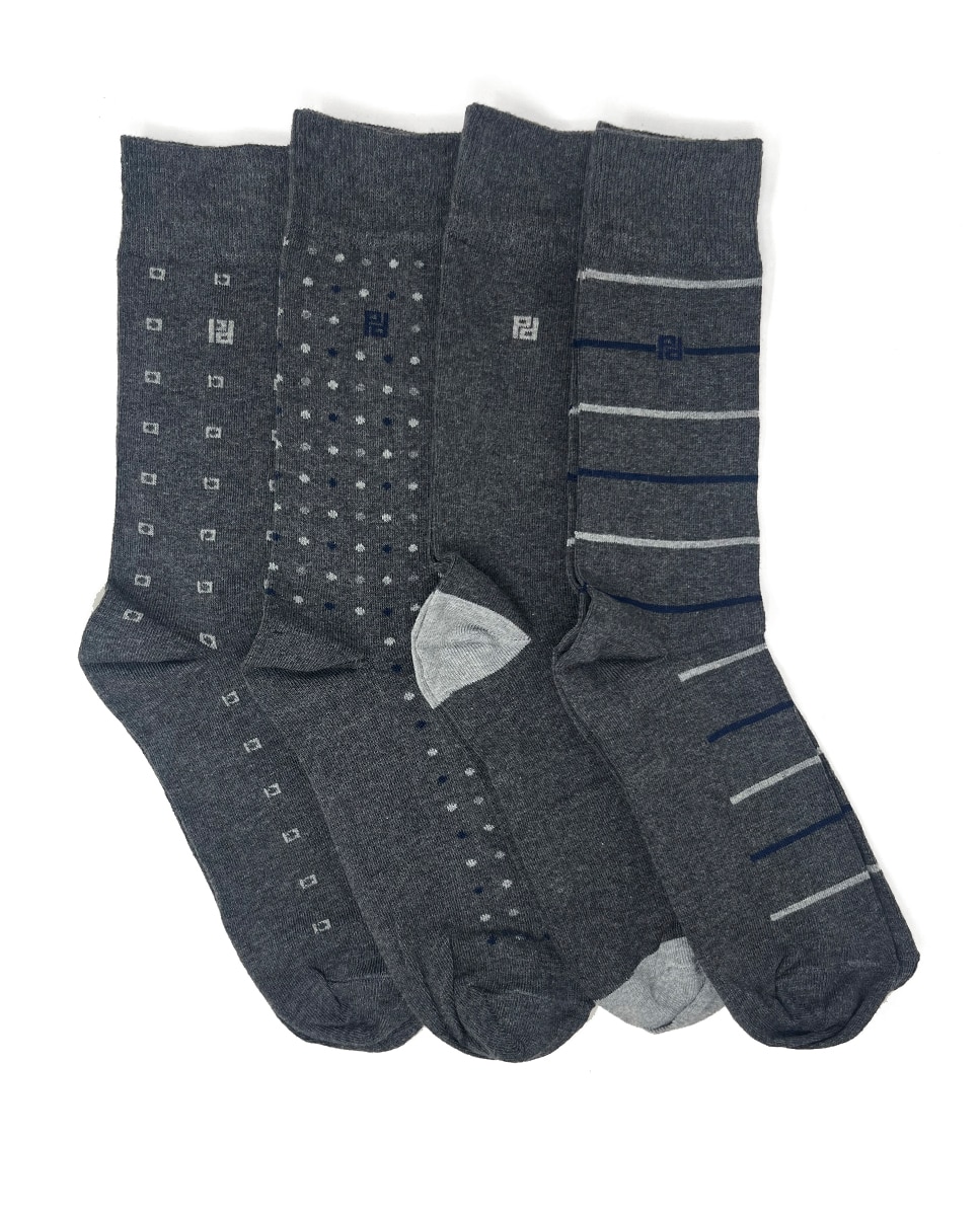 Imagen 1 de Pack de cuatro pares de calcetines de hombre altos en color - Pertegaz - Gris oscuro Gris oscuro