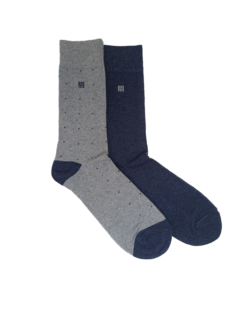 Imagen 1 de Pack de dos pares de calcetines de hombre altos en color - Pertegaz - Azul marino Azul marino