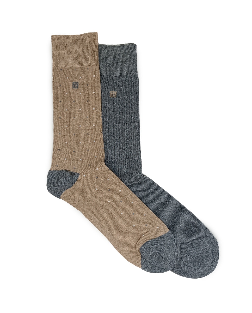Pack de dos pares de calcetines de hombre altos en color cuero - Pertegaz - Marrón Marrón-1