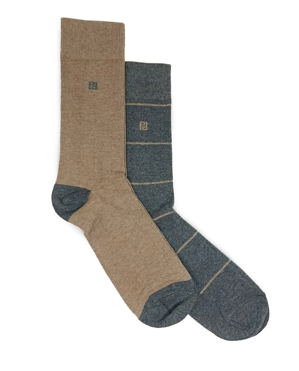 Imagen 1 de Pack de dos pares de calcetines de hombre altos en color cuero Marrón