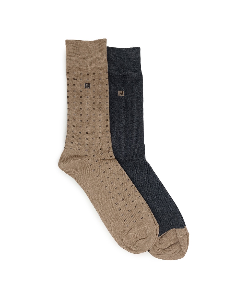 Pack de dos pares de calcetines de hombre altos en color cuero - Pertegaz - Marrón Marrón-1