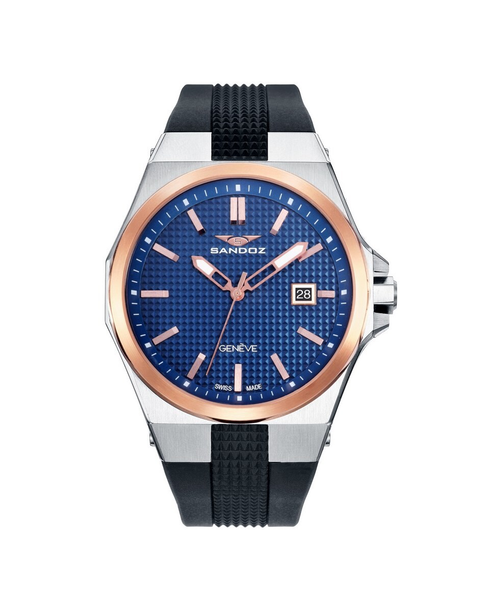 Reloj de hombre con correa de silicona colección Caractere Negro-1