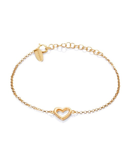 Imagen 0 de Pulsera de plata  bañada en oro de 18 kt con corazón