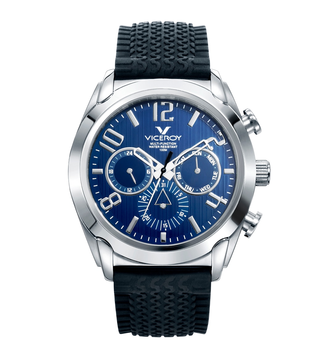 Reloj analógico de hombre Magnum multifunción de acero y correa de silicona negra - Negro Negro-4