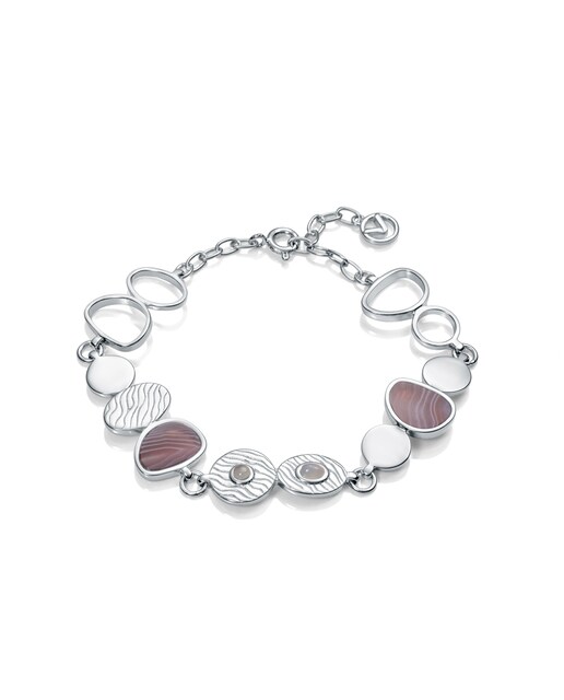 Imagen 0 de Pulsera Elegant de plata de ley rodiada con calcedonia azul y ágata botswana