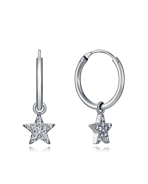 Imagen 0 de Pendientes Popular de plata de ley con colgante de estrella y circonitas