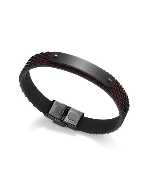 Imagen 0 de Pulsera de hombre Heat de acero IP y piel multicolor