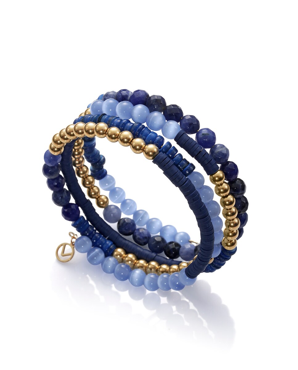 Pulsera Chic de acero dorado con piedras en azules Azul-1
