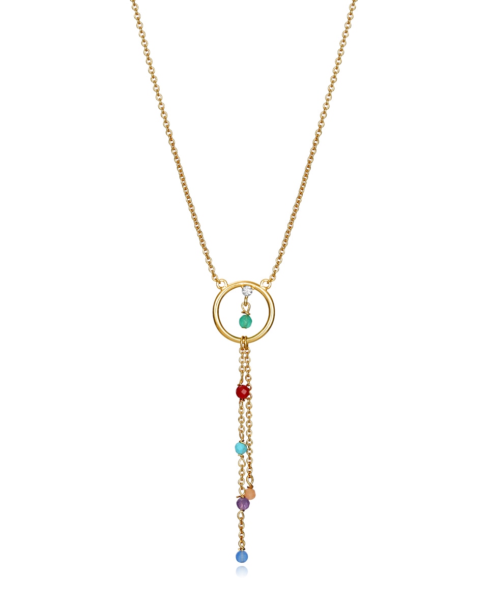 Imagen 0 de Collar trend de plata con baño de oro y circonitas de colores Multicolor