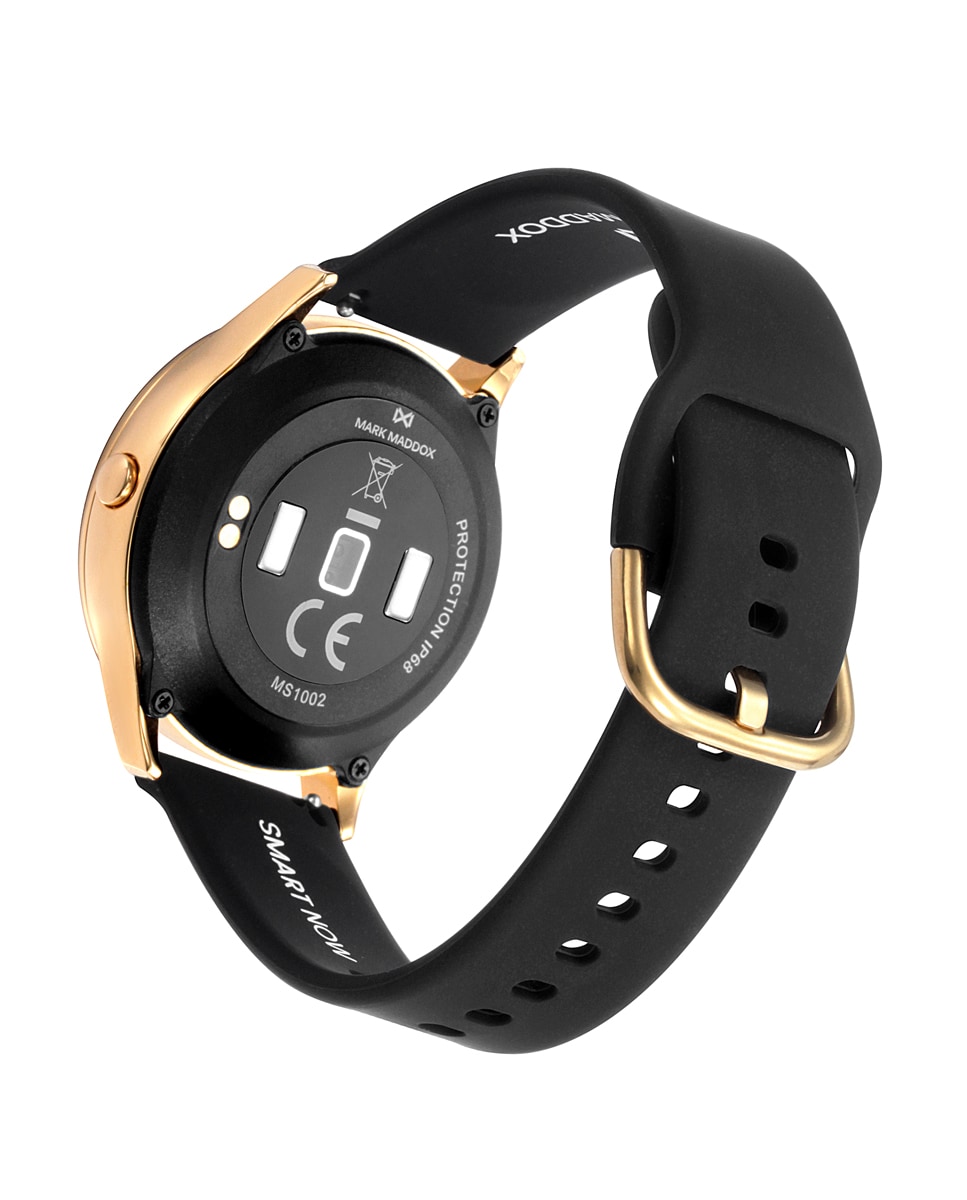 Smartwatch de mujer SMARTNOW de aluminio en ip dorado con piedras en bisel y correa de silicona Blanco-5