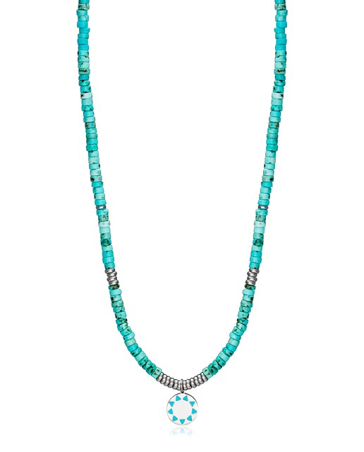 Imagen 0 de Collar Kiss de acero con con motivo turquesa