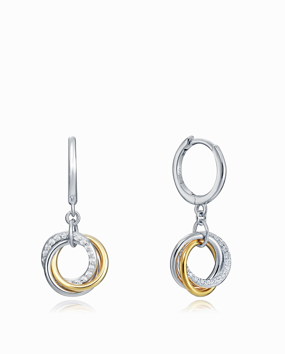 Pendientes elegant de plata de ley en 2 tonos con anillas entrelazadas y circonitas - Viceroy - Oro / Plata Oro / Plata-1