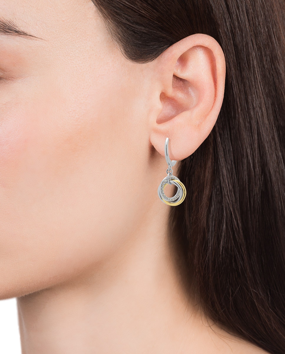 Pendientes elegant de plata de ley en 2 tonos con anillas entrelazadas y circonitas - Viceroy - Oro / Plata Oro / Plata-2