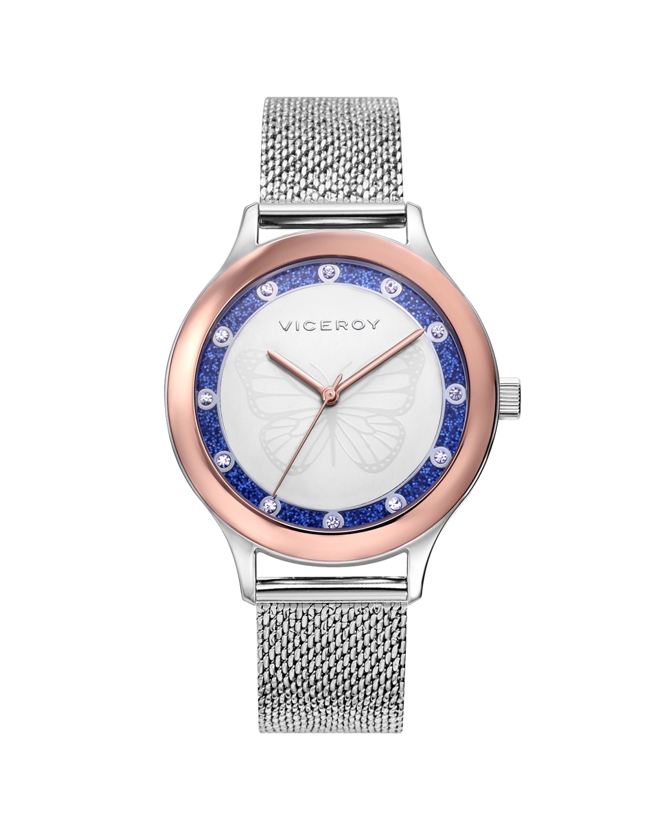 Reloj de mujer Kiss de acero con esfera blancabisel interior glitter con circonitas Viceroy El Corte Ingles