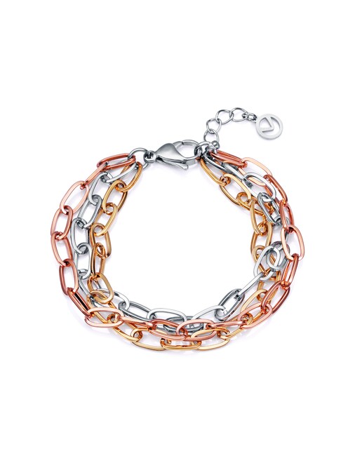 Imagen 0 de Pulsera Chic triple de acero en tres tonos