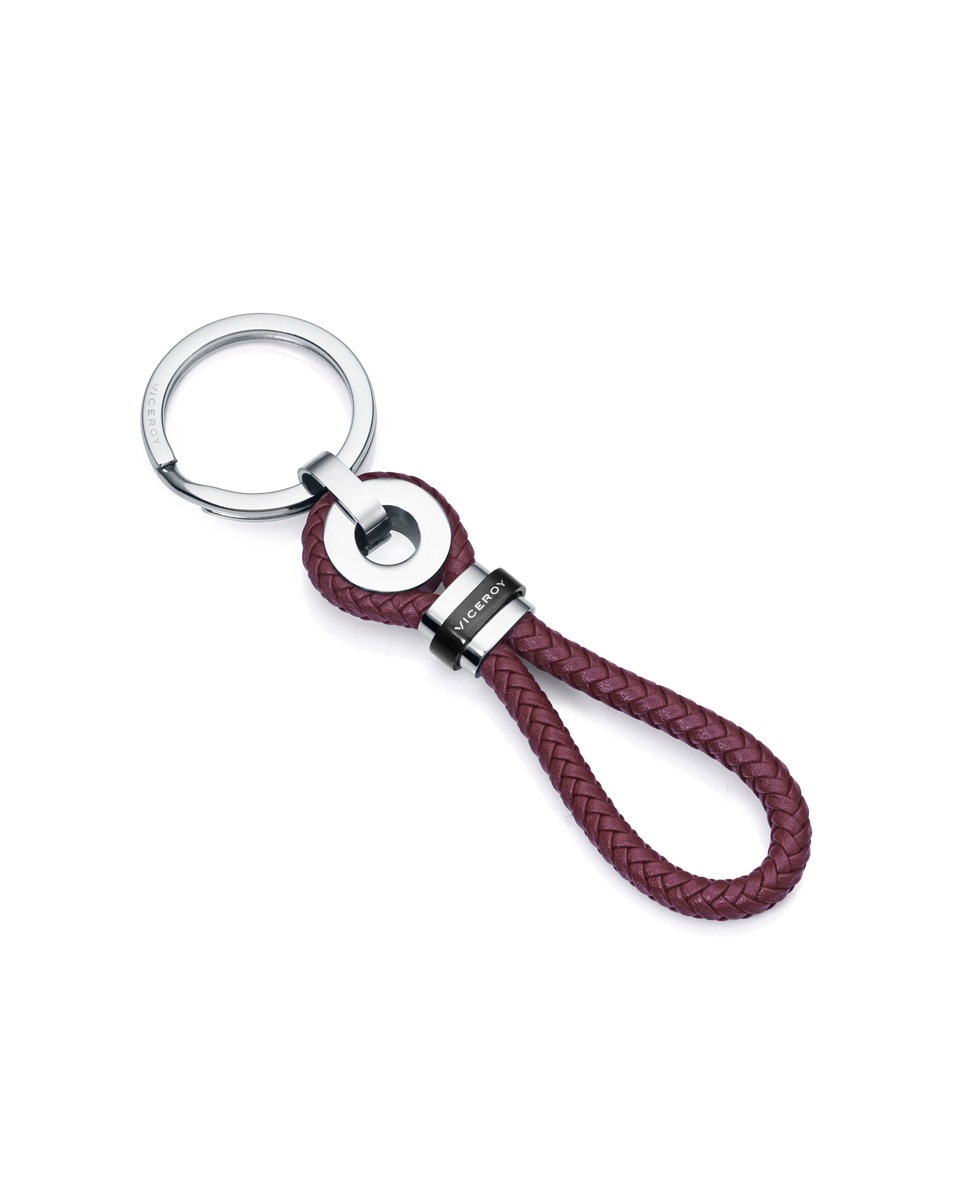 Viceroy - Llavero Air de acero en Ip dorado y cuero trenzado en morado.