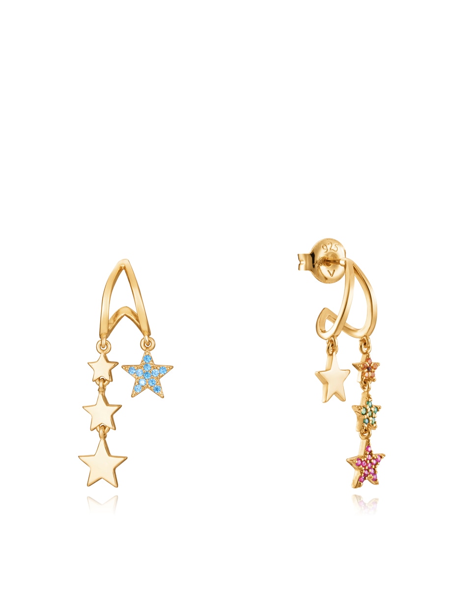 Pendientes trend de plata de ley con baño de oro y estrellas de colores - Viceroy - Multicolor Multicolor-1