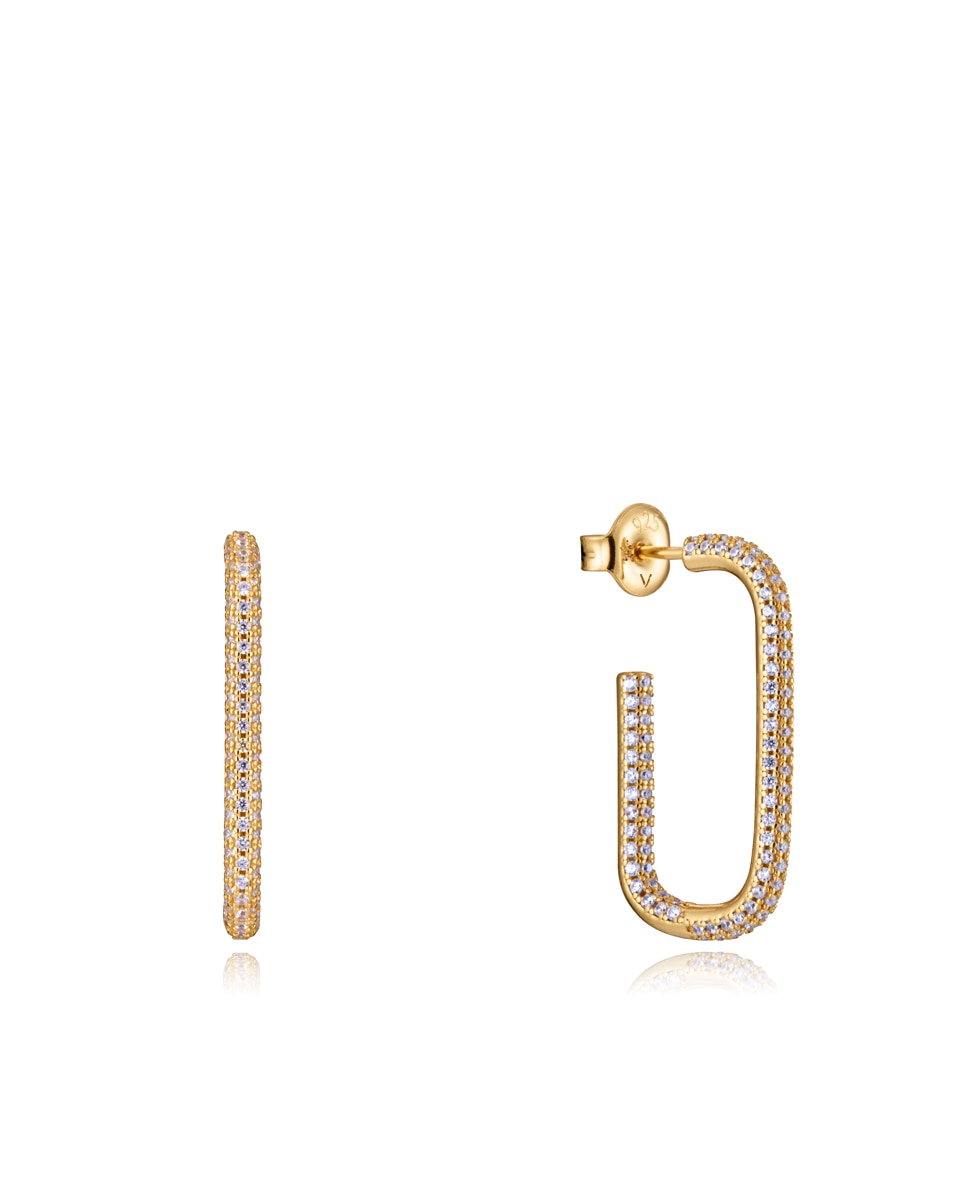 Pendientes elegant de plata de ley con baño de oro y con circonitas Dorado Viceroy Dorado-1