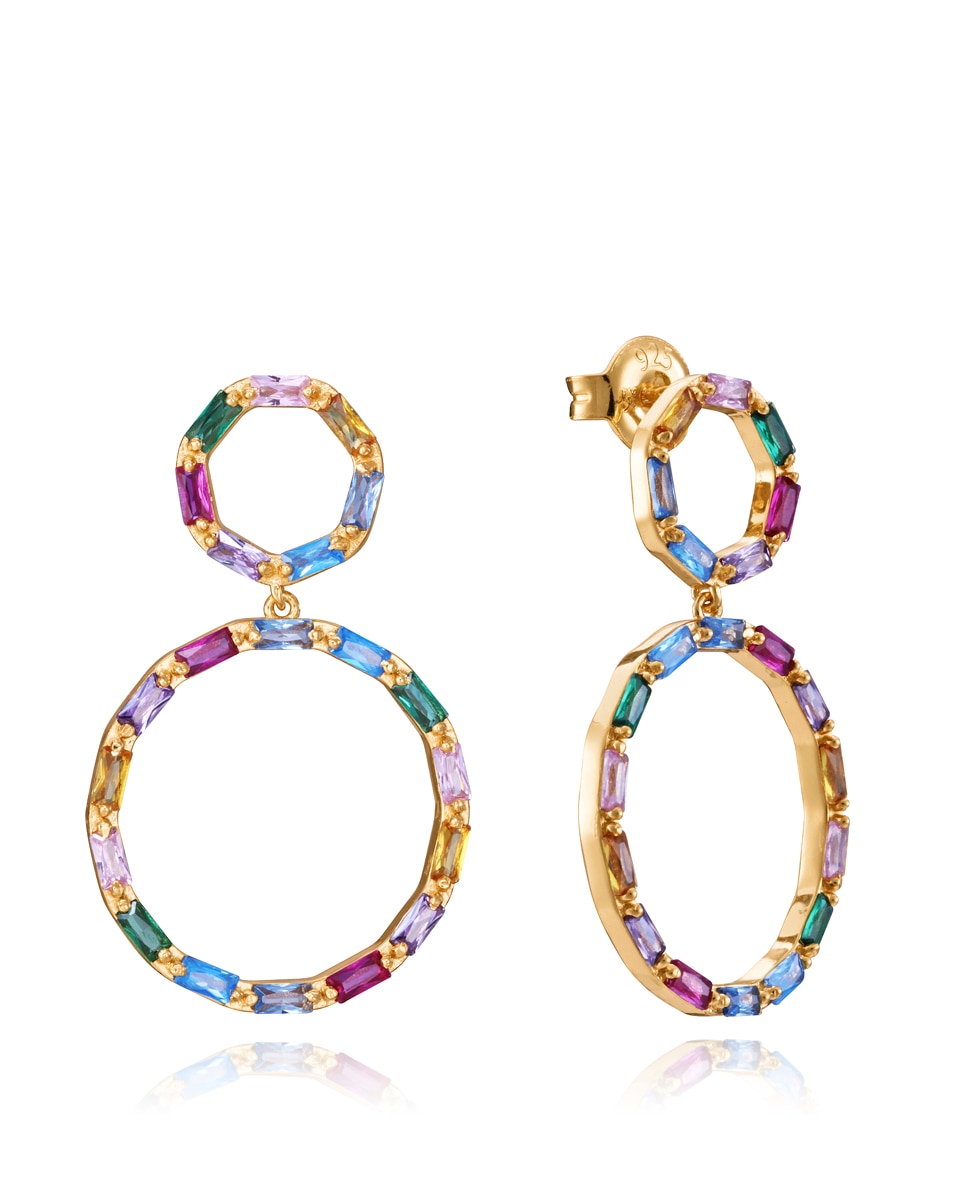 Pendientes elegant de plata de ley con baño de oro y circonitas de colores - Viceroy - Multicolor Multicolor-1