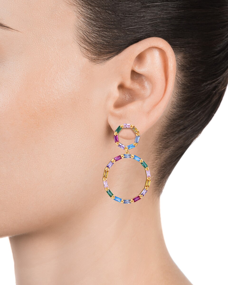 Pendientes elegant de plata de ley con baño de oro y circonitas de colores - Viceroy - Multicolor Multicolor-2