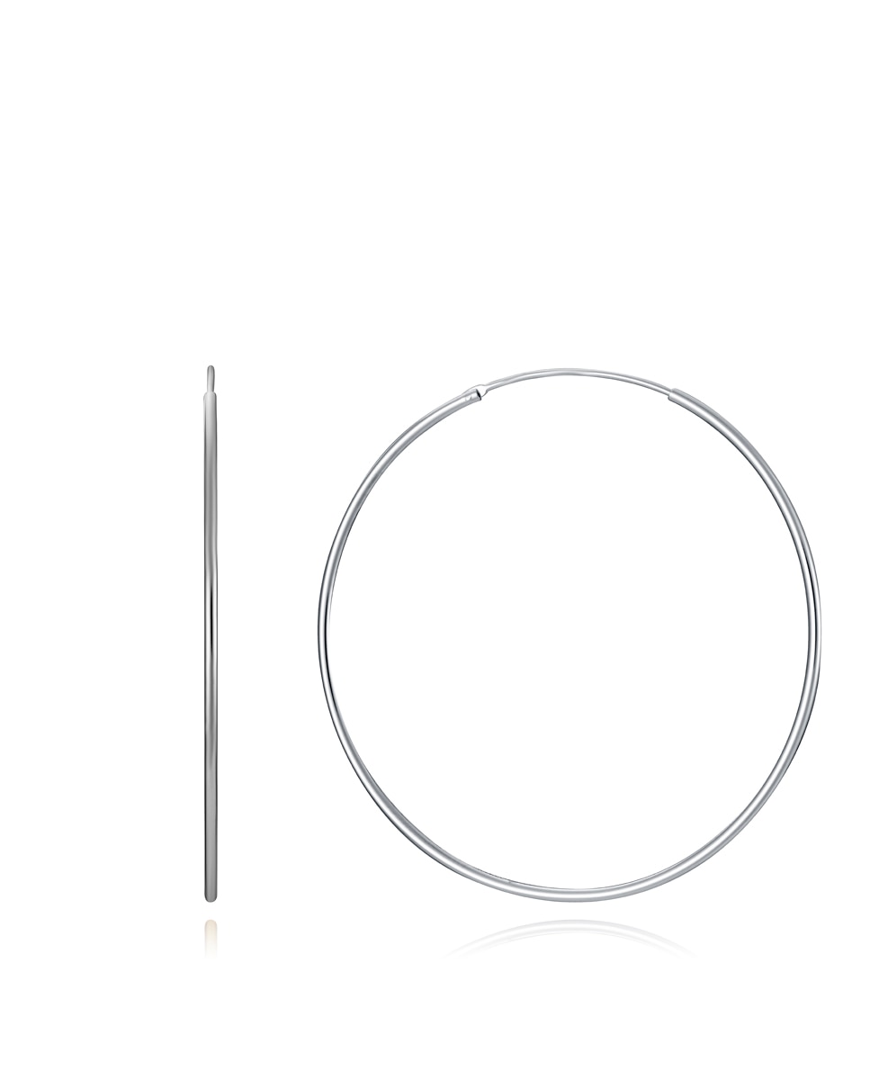 Imagen 0 de Pendientes de aro trend de plata de ley 50 x 12 mm Plateado