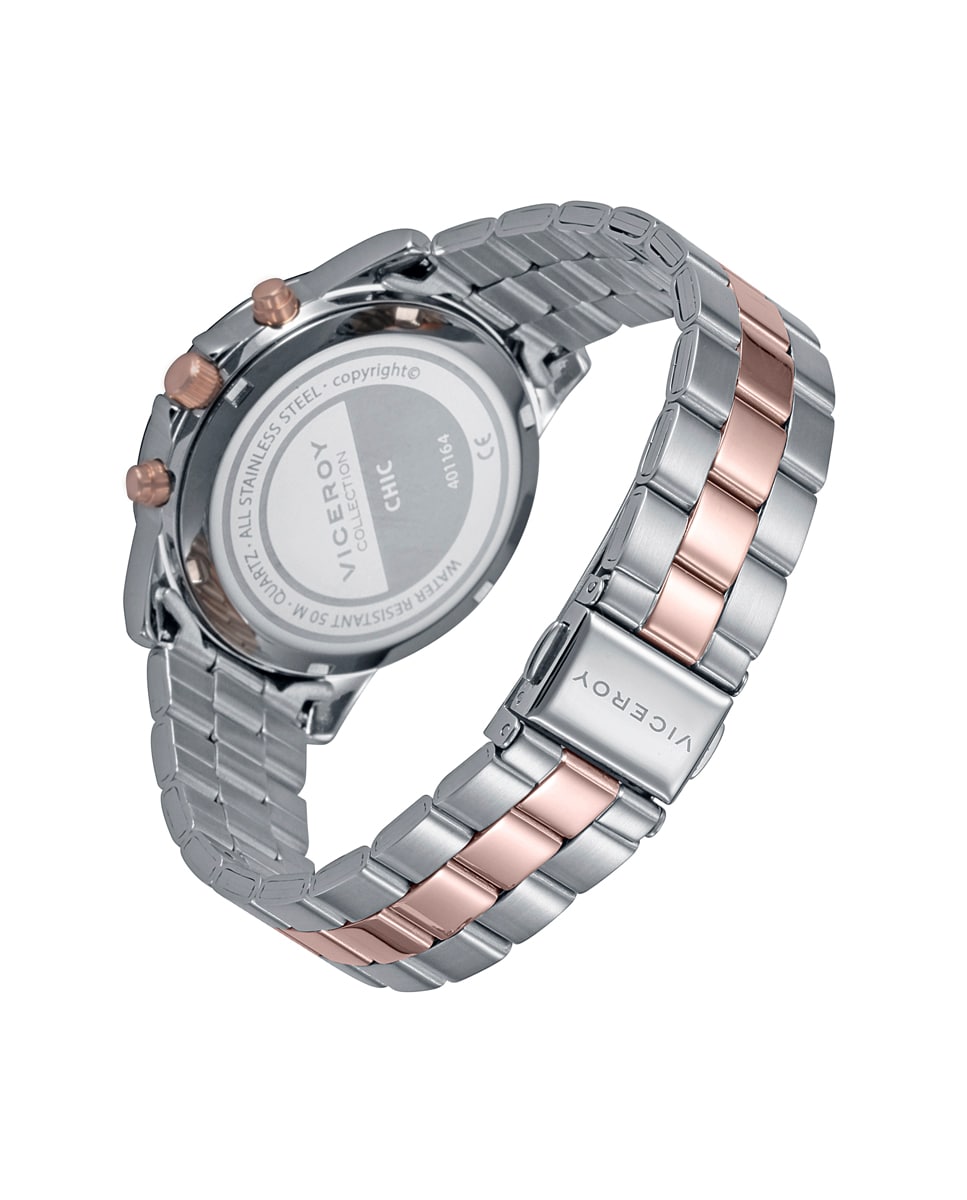 Reloj de mujer Chic con caja y brazalete de acero bicolor Multicolor-2