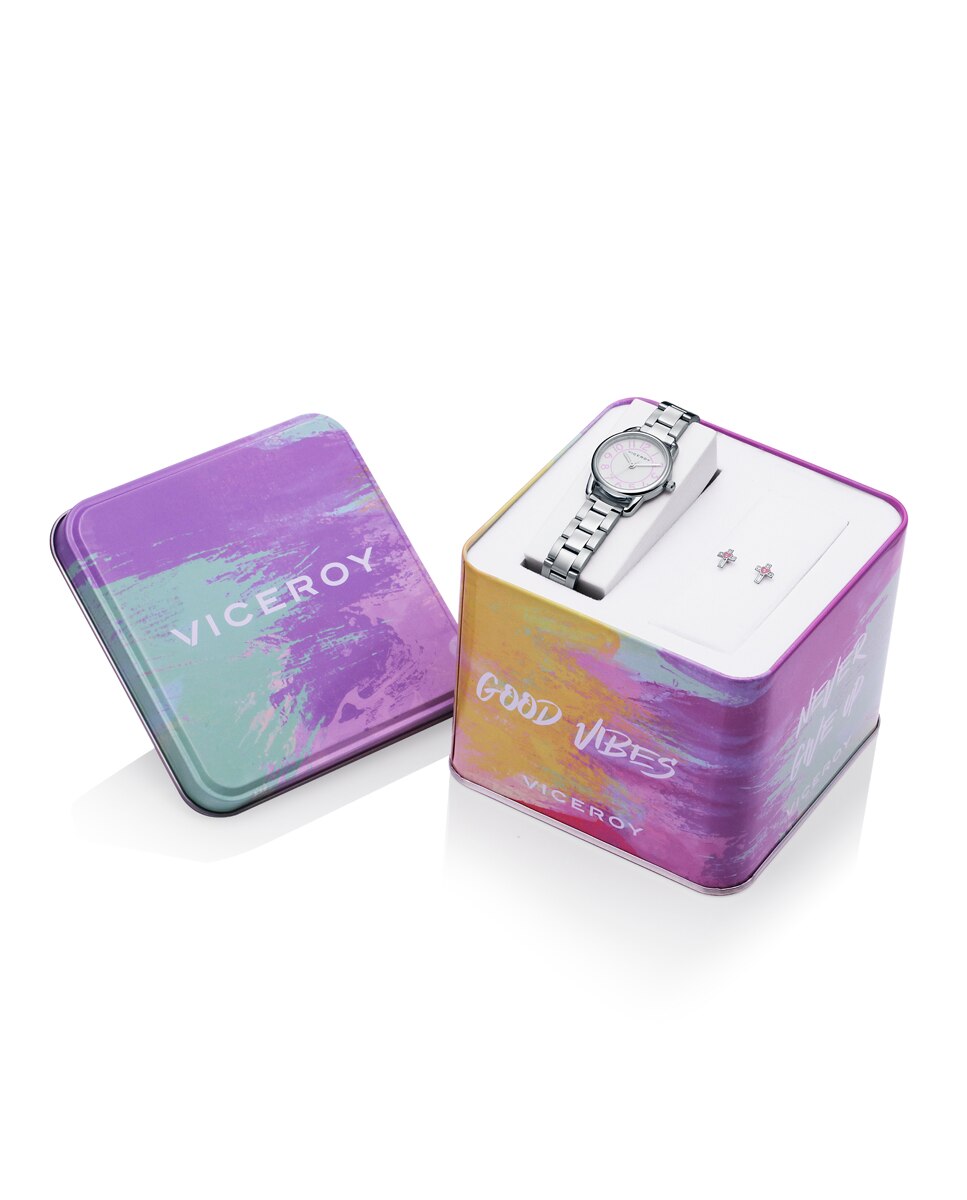 Reloj infantil sweet de reloj y pendientes de plata de ley - Viceroy - Plata / Rosa Plata / Rosa-3