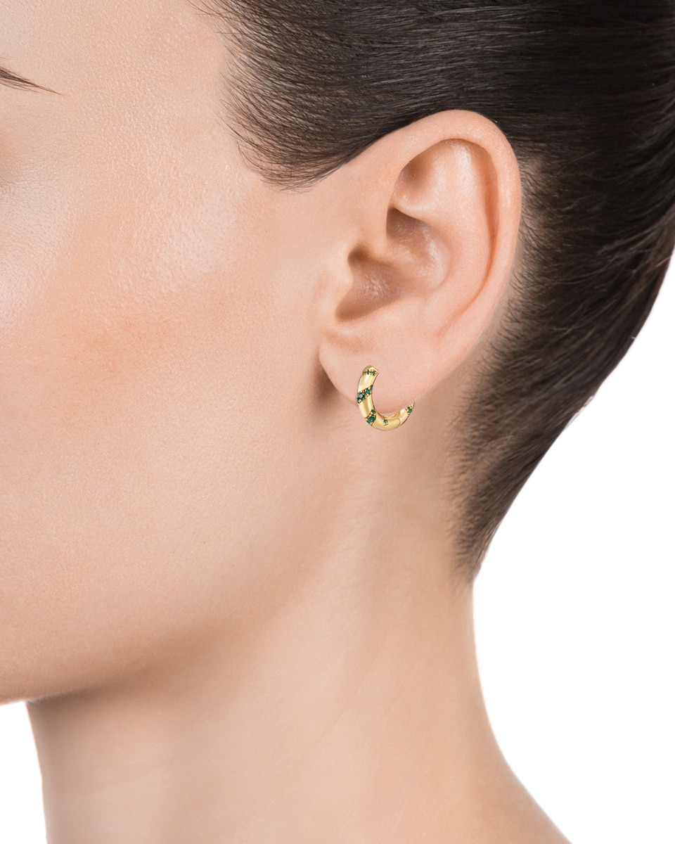 Pendientes elegant de plata de ley bañado en oro aro con circonitas verdes - Viceroy - Verde Verde-2