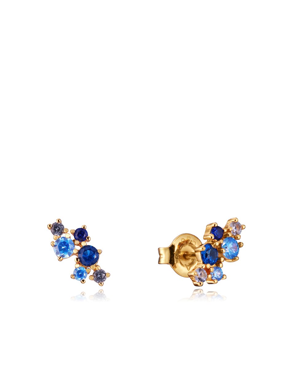 Pendientes trend de plata de ley bañado en oro con circonitas azules y blancas - Viceroy - Azul / Blanco Azul / Blanco-1