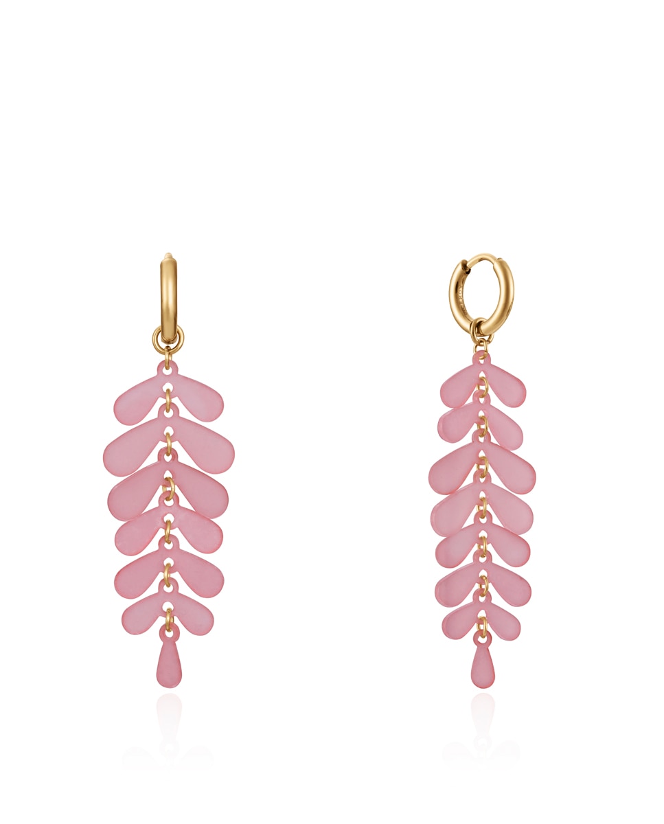 Imagen 0 de Pendientes kiss de acero ip dorado y resina Rosa