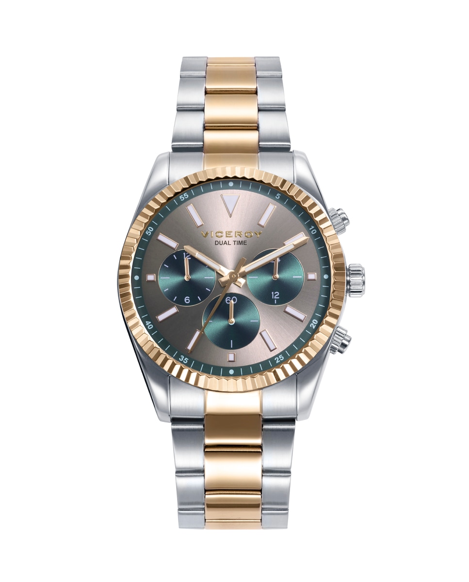 Reloj de hombre Chic con caja y brazalete de acero bicolor